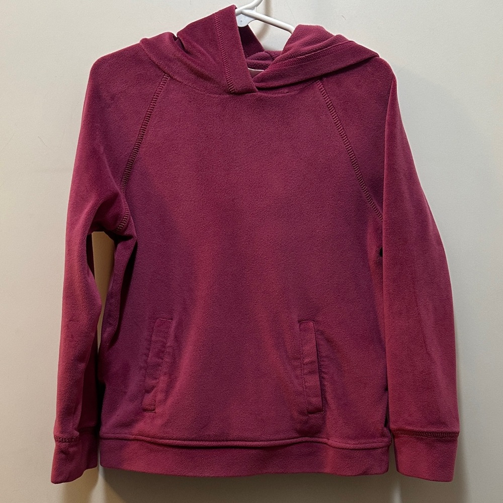 Burgundy Hooded Kids Sweatshirt Soft Velour Feel Size 5-6 Super Cozy
